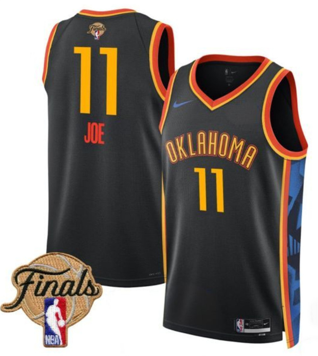 Men's Oklahoma City Thunder #11 Isaiah Joe Black 2025 Finals  City Edition Stitched Basketball Jersey